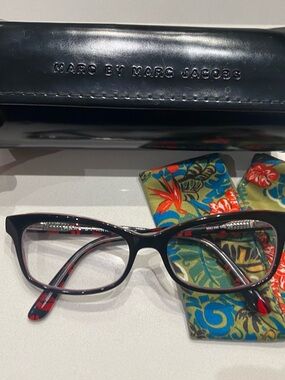 Marc By Marc Jacobs MMJ 486 0A2 Eyeglasses 52 16 135 Red And Black W/Case